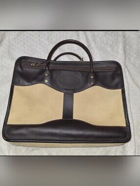 J. W. Hulme Smooth Full-Grain Brown & Tumbled Tan Leather Attache-Style Bag